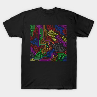 Colorful PCB circuit trace lines T-Shirt